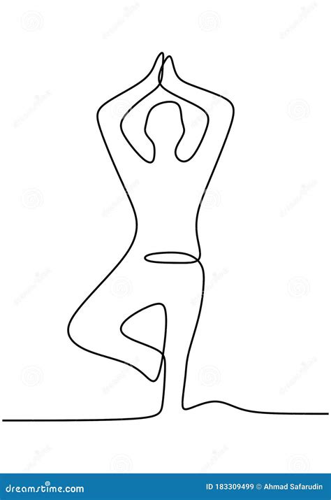 Continuous Line Art Or One Line Drawing Of A Woman Doing Yoga Pose