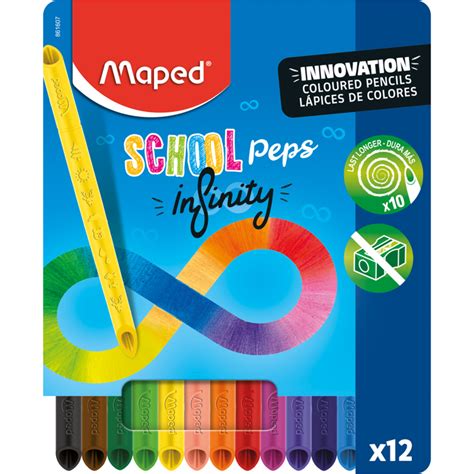 SCHOOL PEPS INFINITY 12 CRAYONS DE COULEURS ASSORTIS K110403 Interdacta