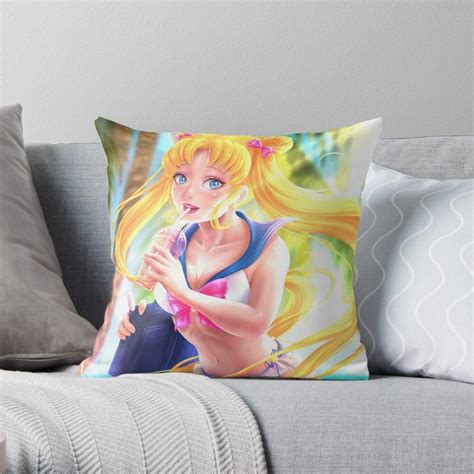 Coussin Beach Sailor Moon Fan Art School Summer Bikini Girl Plage