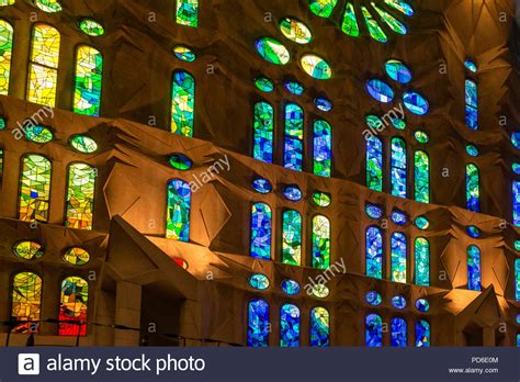 Colorful Stained Glass Window Of The Sagrada Familia Large Unfinished