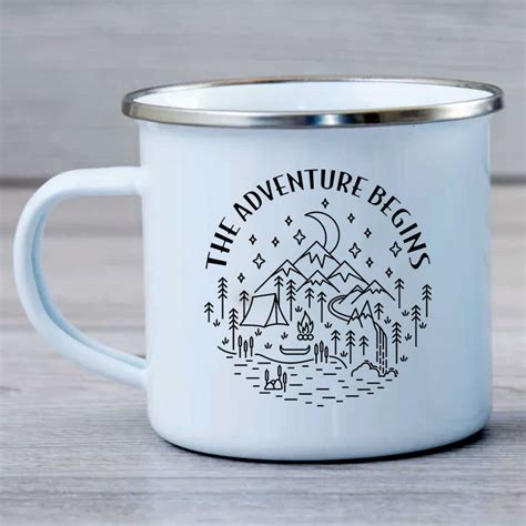 The Adventure Begins Enamel Mug Personalised Adventure Together Mug