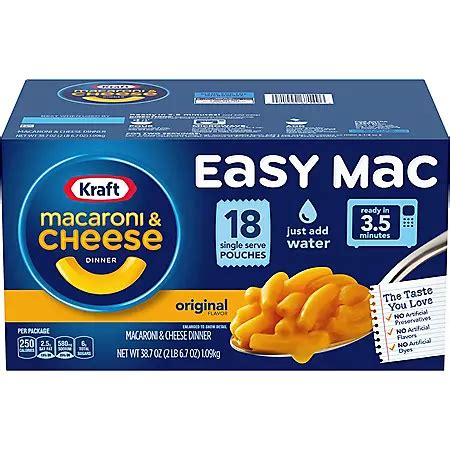 Kraft Easy Mac Original Flavor Single-Serve Pouches (18 ct.) - Sam's Club