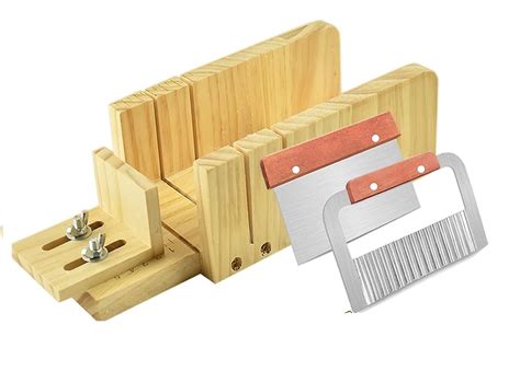 Firsttry Adjustable Wooden Soap Cutter Mold With Stainless Steel Wavy