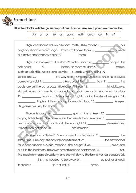 Prepositions With Answer For Grade 5 6 My New Classmates Esl Worksheet By Masalapeace