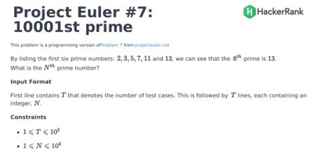 Solved Project Euler St Prime H Hackerrank This Chegg