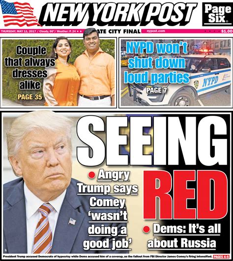 Ny Post Cover For Covers For May 11 2017 New York Post