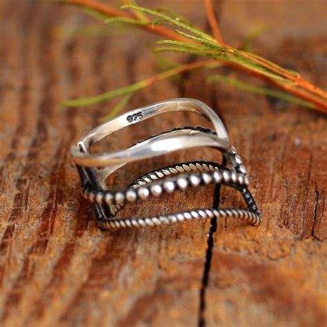 Triple Chevron Boho Ring Sterling Silver Boho Magic Jewelry