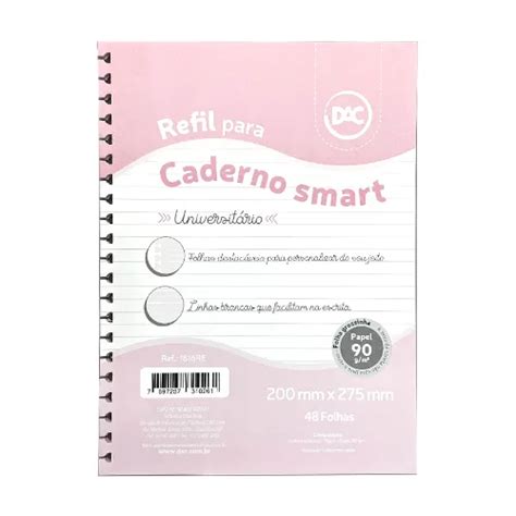 Refil DAC Universitário para Caderno Smart 48 Folhas Grande Rosa