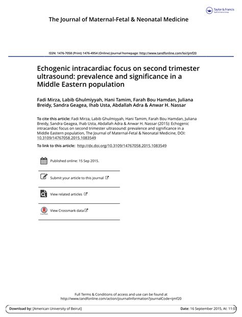 (PDF) Echogenic intracardiac focus on second trimester ultrasound ...