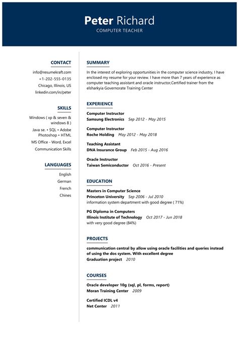 Computer Teacher Resume Sample in 2025 - ResumeKraft