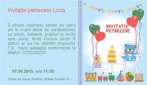 Invitatie petrecere 1 Invitații Baloane Bucurie