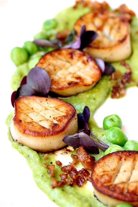 Vegan Scallops With Truffle Pea Puree And Crispy Vegan Bacon Bits Eat