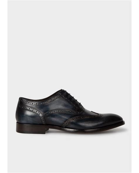 Paul Smith Leather Dark Blue Galileo Brogues In Black For Men Lyst