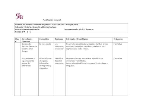 Docx Formato De Planificaci N Semanal Dokumen Tips