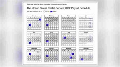 Calendar Shows Usps Payroll Schedule Postal Times