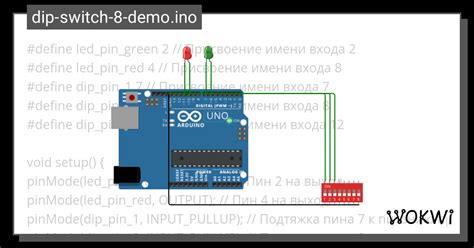 Dip Switch 8 Demo Ino Wokwi ESP32 STM32 Arduino Simulator