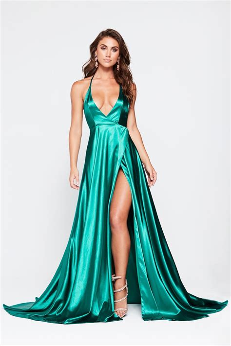 Satin Teal Prom Dress Satin Dress Long Satin Gown Teal Dress