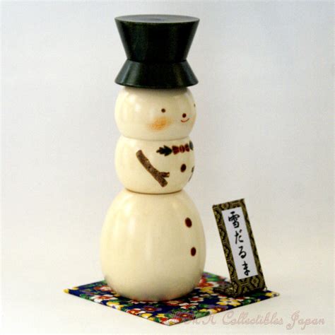 Lovely Creative Kokeshi Doll Yuki Daruma Snowman Large By Usaburo