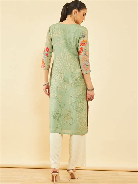 Buy Soch Floral Embroidered Flared Sleeves Thread Work Anarkali Kurta