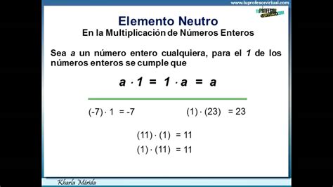 N Meros Enteros Propiedad Elemento Neutro De La Multiplicaci N