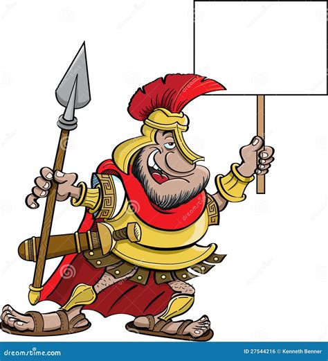 Cartoon Spartan Holding A Sign Stock Vector Illustration Of Cartoon