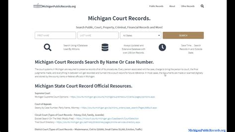 Michigan Court Records Public Criminal Search Online By Case Or Name