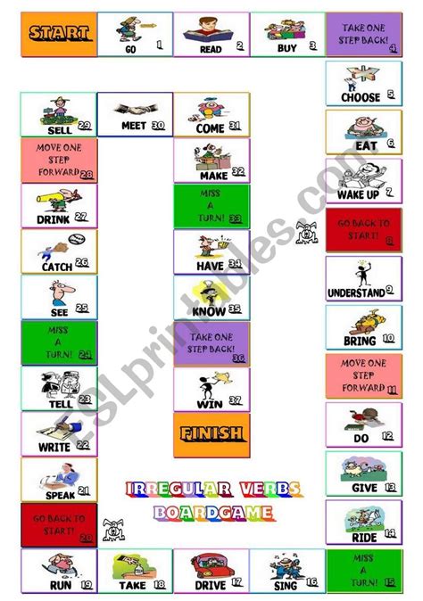 Boardgame Irregular Verbs Esl Worksheet By Alexa