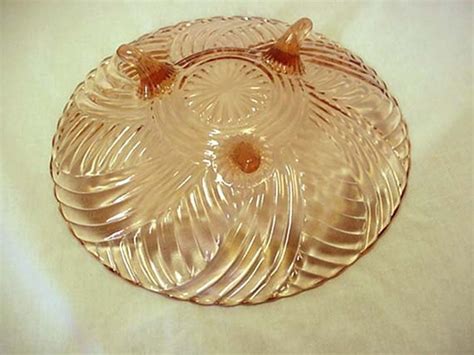 Footed Swirl Design Pink Depression Glass Fruit Bowl S Etsy