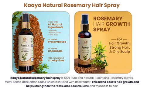 Buy Kaaya Natural Rosemary Hair Spray For Hair Growth, Strong Hair, & Oily Scalp | 100% Organic ...