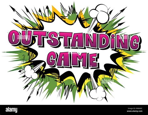 Outstanding Game Comic Book Style Word On Abstract Background Stock