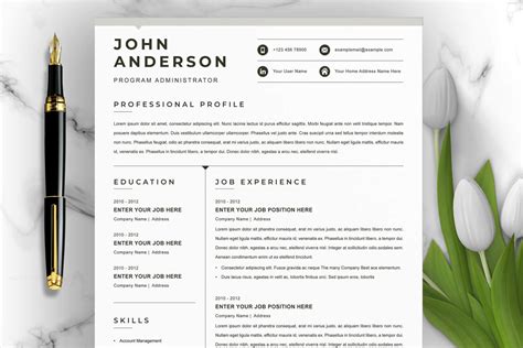 Clean And Modern Resume Template Word Graphic By Resumeinventor