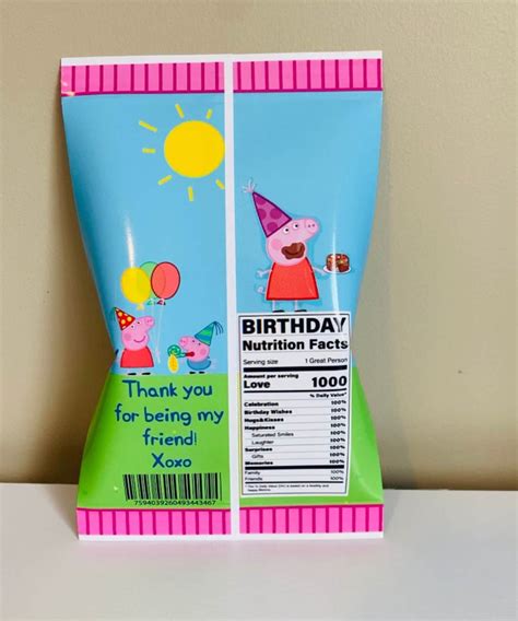 Custom Chip Bags Peppa Pig Theme Personalized Party Favour Etsy