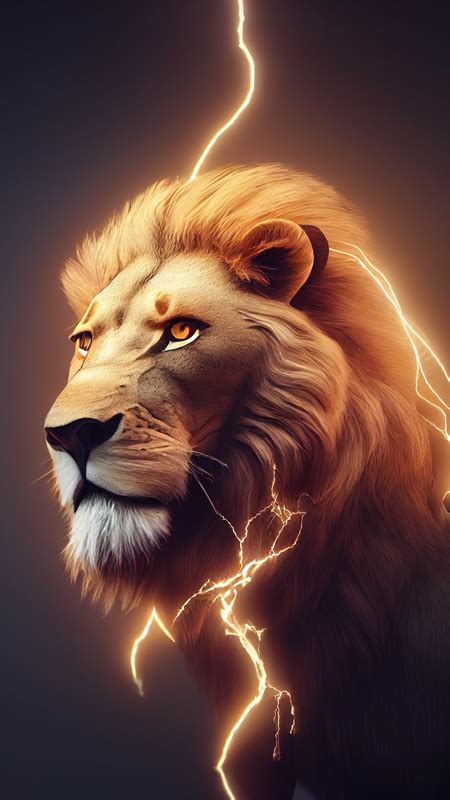 A Lion With Its Head Turned To Look Like It S Lightning Bolting Through