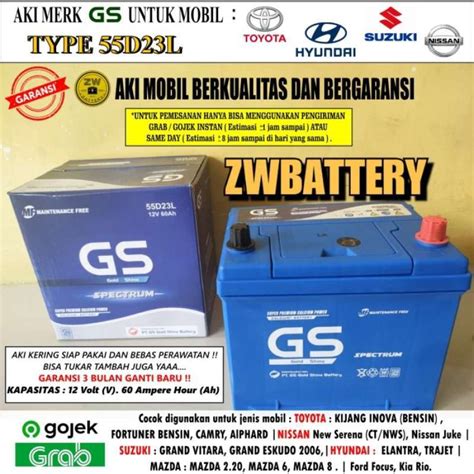 Jual Sale Aki Mobil Gs Mf 55D23L 12V 60Ah Di Seller Todaystore