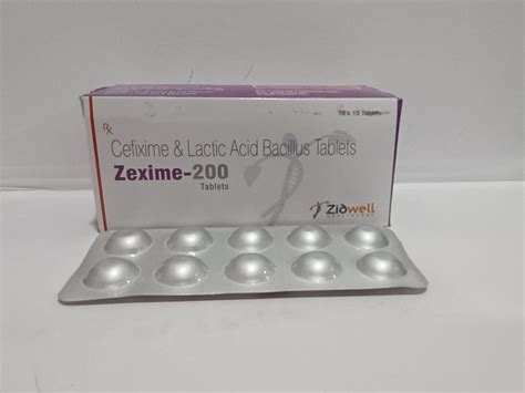 Zexime 200 DT Cefixime 200 Mg Lactic Acid Bacillus Tablet Packaging