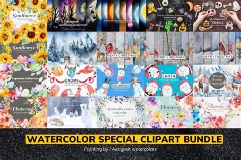 Watercolors Special Clipart Bundle Bundle Creative Fabrica