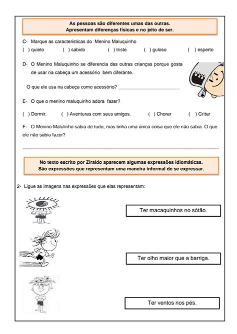 Sequência didática Ziraldo o menino maluquinho Sequência didática