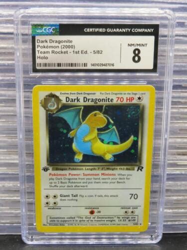 Pokemon Team Rocket Dark Dragonite St Edition Holo Cgc Nm