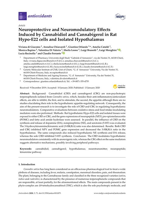 Pdf Anti Inflammatory And Neuromodulatory Effects Induced By