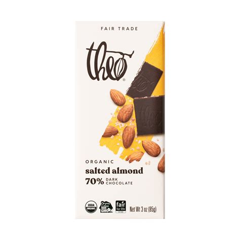 Salted Almond 70 Dark Chocolate Bar Theo Chocolate