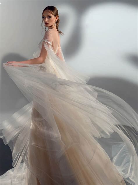 A Line Wedding Dress With Cape Sleeves