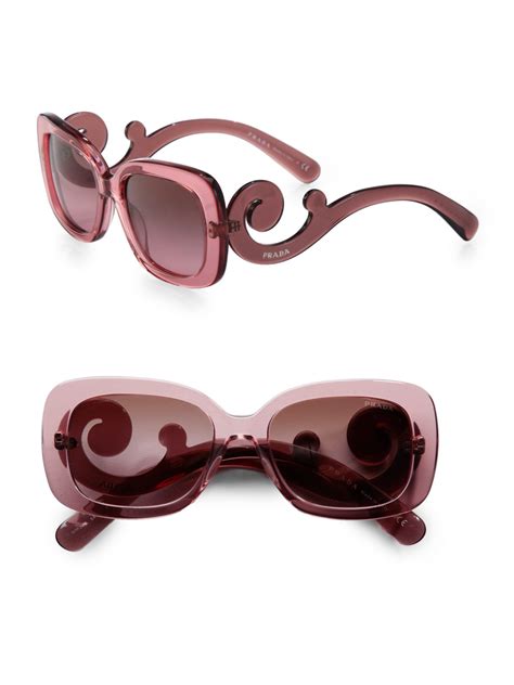 Lyst Prada Baroque Square Sunglasses In Pink