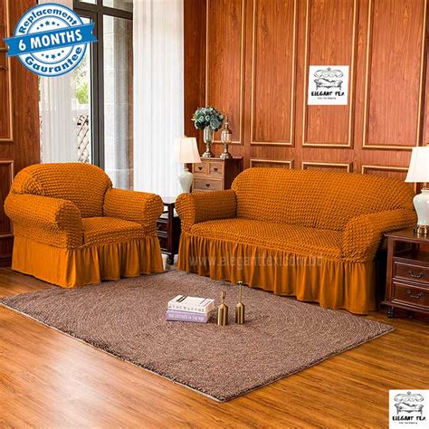 Sofa Cover Set Golden Color Elegant Tex