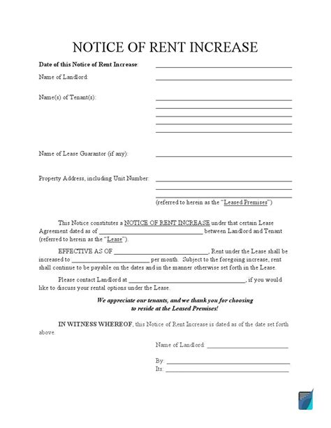 Rent Increase Form 2023 Printable Forms Free Online