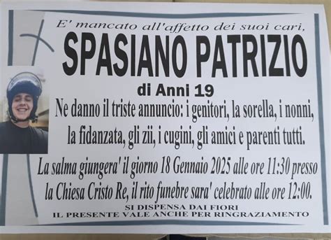 Patrizio Spasiano Morto A 19 Anni Sul Lavoro Domani I Funerali A