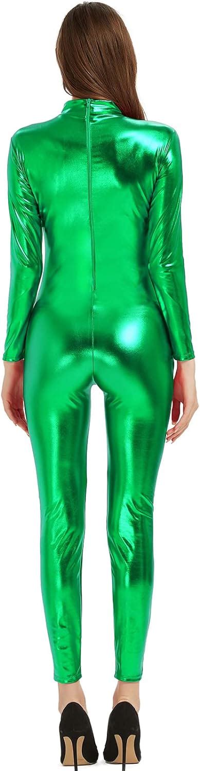 Amazon Speerise Women Shiny Metallic Unitard Long Sleeve Catsuit