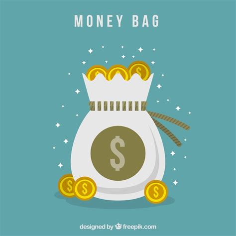 Fondo vintage de bolsa de dinero con monedas en diseño plano Vector