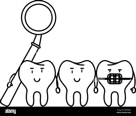 cartoon dental care teeth black and white Stock Vector Image & Art - Alamy