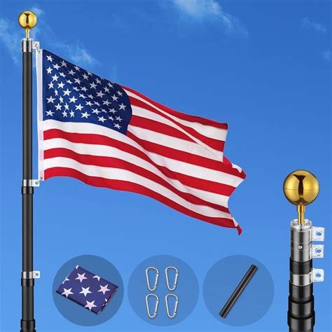 Amazon Yeshom Ft Black Telescopic Aluminum Flag Pole Free X