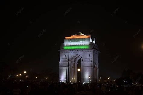 Night View Of India Gate In New Delhi India Amidst Dark Surroundings ...